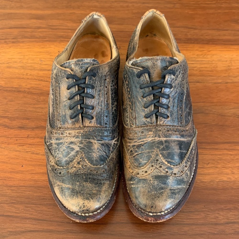 Bed | Stu Women's Oxfords Cobbler Series Distressed Black size 7